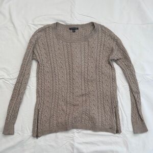 American Eagle Outfitters Women's Beige Cable Knit Sweater